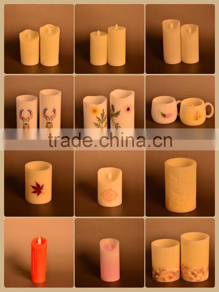 Embedded maple and flower flameless led candle light