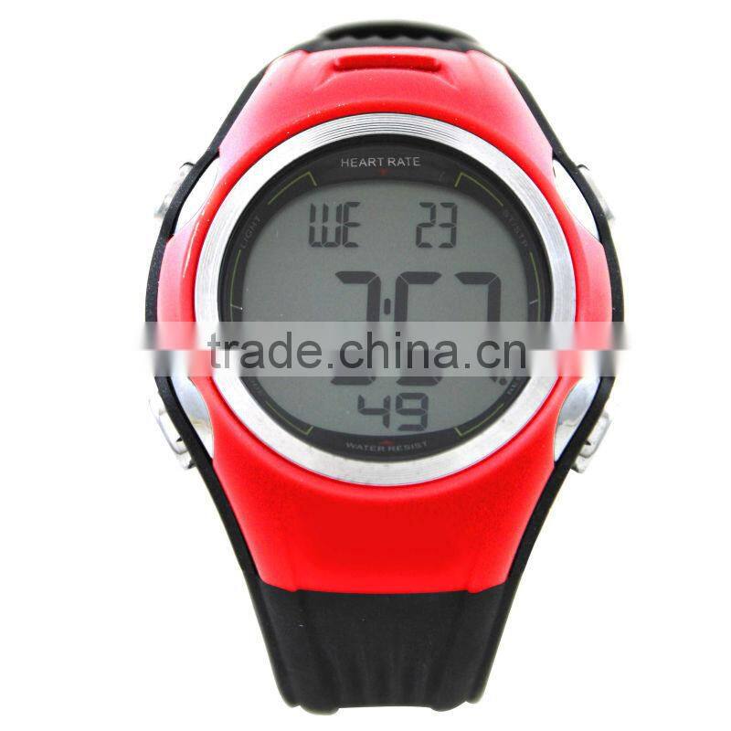 DW177_RD Red color Digital Rubber Chrono, Timer, Alarm ,body fit heart rate monitor watch