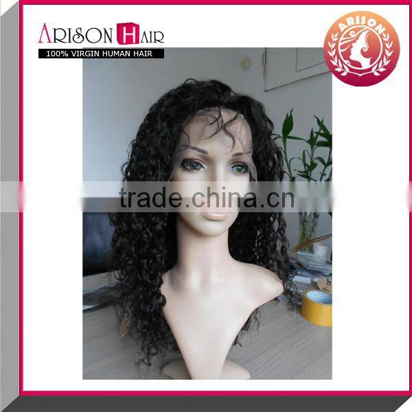 natural color virgin human hair 100% virgin brazilian hair full lace wig in kinky curl