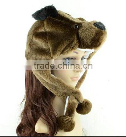 winter fashion plush fox hats/winter fashion plush lion hats