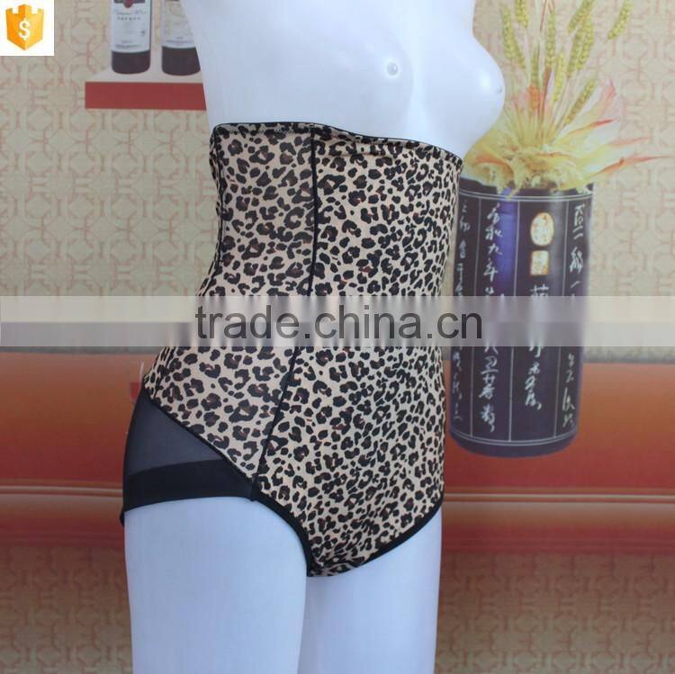 Leopard print high waist shaper,mature sexy mesh shaperwear transparent