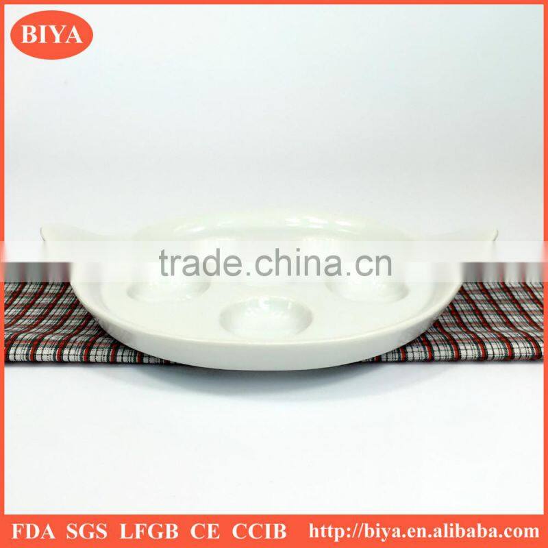 White porcelain Ceramic 6 Eyes Snail escargot plate