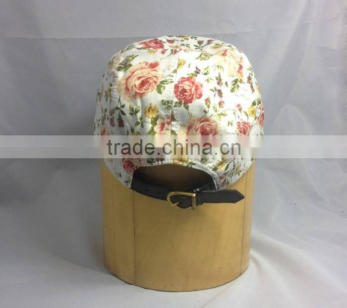 Fashion disty floral print strapback cap hats