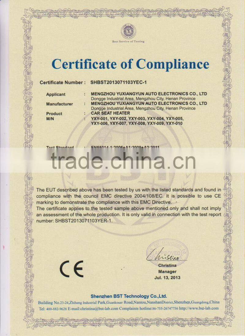 2015 New Design Two Station Car Seat Heaters With Perfect Price