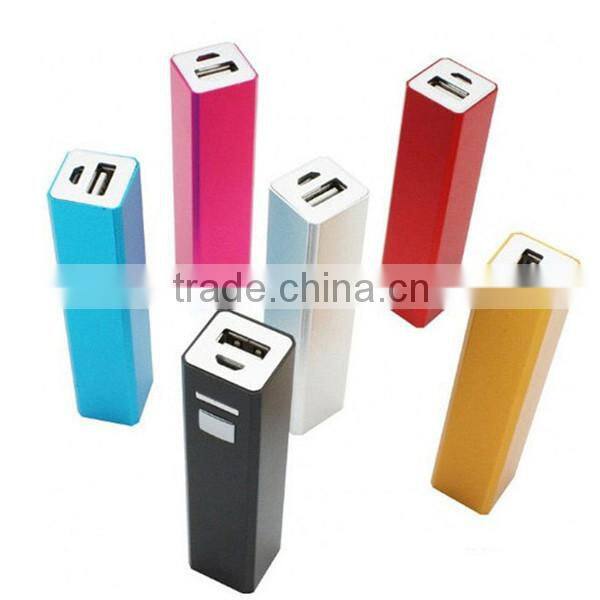 High quality metal square tube portable power bank 2600 mAh usb charger extermal battery pack for iphone pod mobile phone