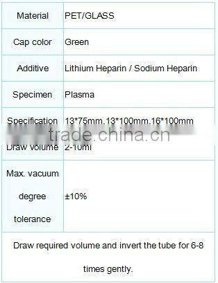 Disposable Vacuum Blood Collection Tube - Heparin Tube