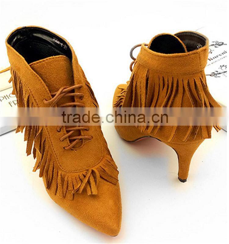 Latest England style tassel anckle suede rubbe sexy girls riding boots