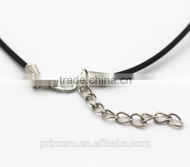 45cm+5cm 18'' Black Rubber Chain Quality Cord String Strap Choker Necklace DIY Fashion Jewelry