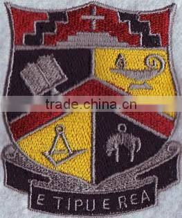 China factory green shield custom embroidery banner badges,custom embroidery patch