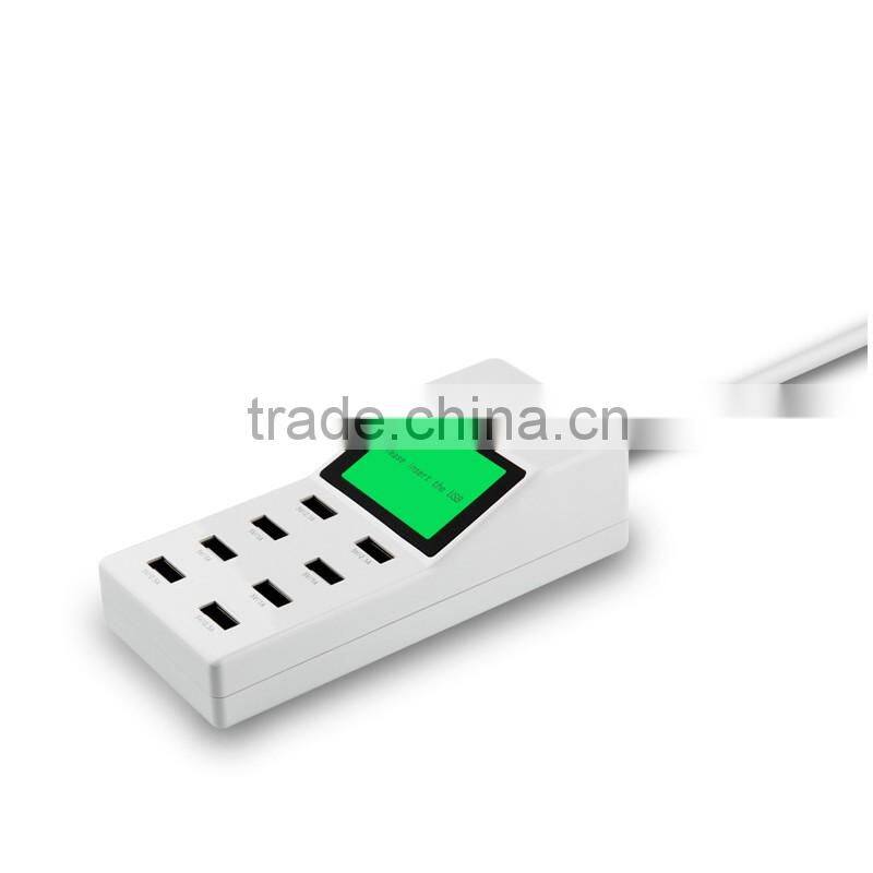 Universal 8 USB Port Display Screen US EU UK Plug Travel AC Power Adapter Socket Smart Wall Charger For Cell Phone Tablet Camera