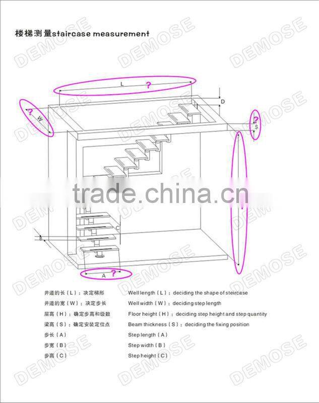 used metal stairs steel structure stair / wood steps for indoor stairs