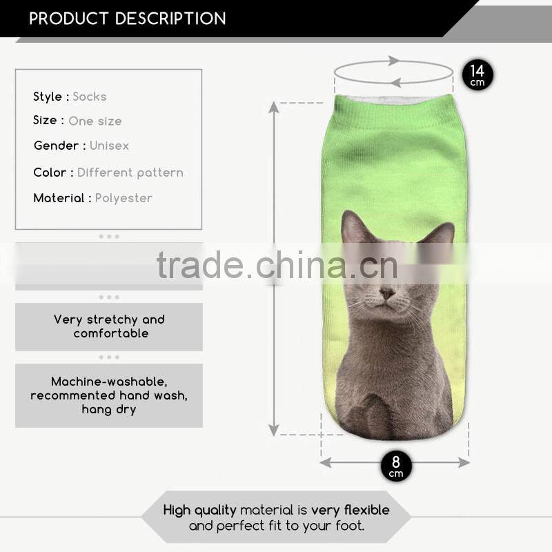 high quality bulk socks 3d digital full print colorful ankle socks unisex hot sale stretch spandex