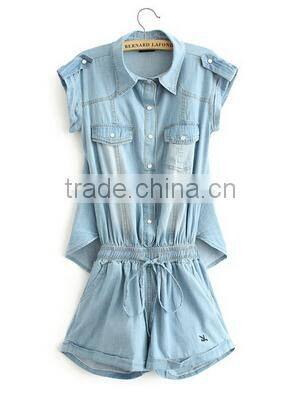 fake two pc one-piece women clothing oem customized jeans wholesale china