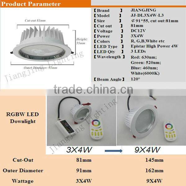 high power energy saving 3w rgb led downlight