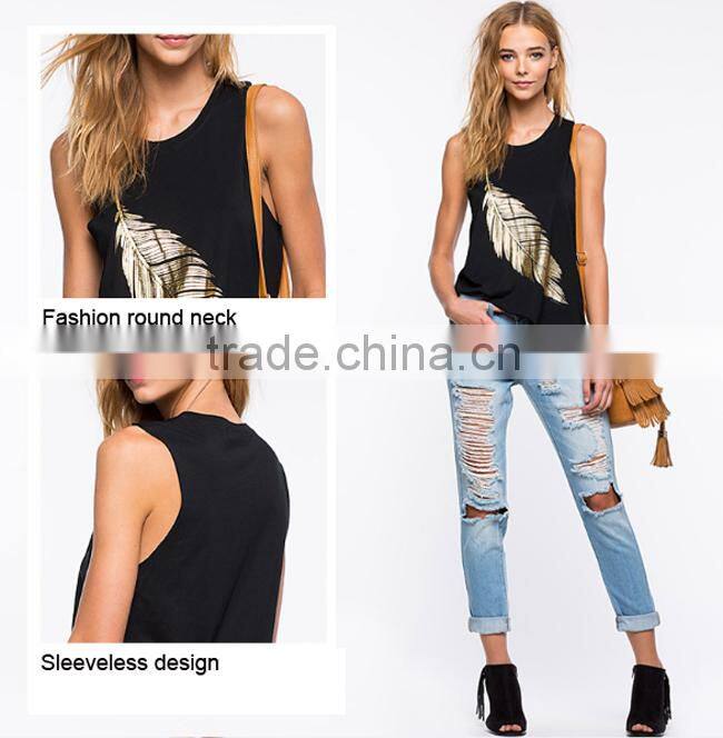 New style factory supply custom design cotton black women t-shirt wholesale lady tops