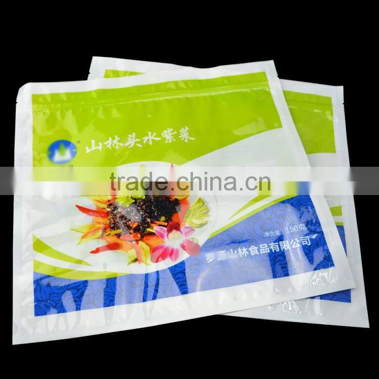 food grade nylon laminated stand up zipper pouch for food packing