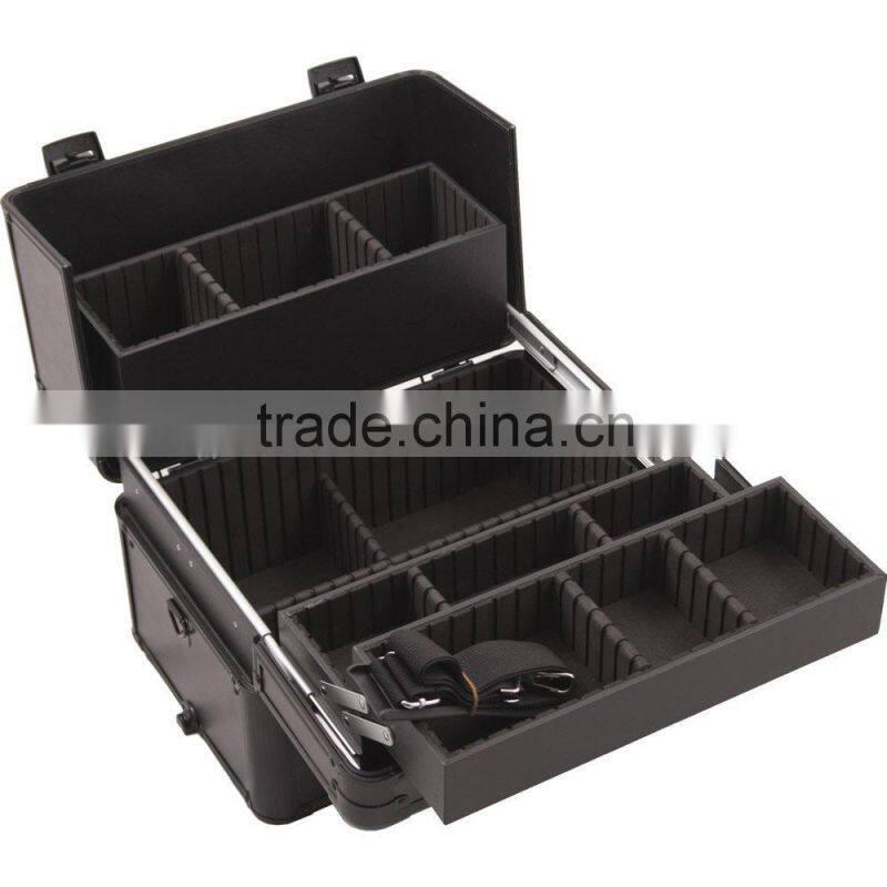 4-Wheel 2-in-1 Rolling Makeup Case with Easy-Slide and Extendable Trays, Includes Removable Tray and Extra Lid, 31-Inch, Smooth