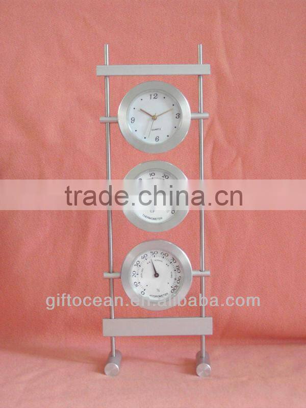 metal weather station clock, business gifts set, thermometer & hygrometer clock