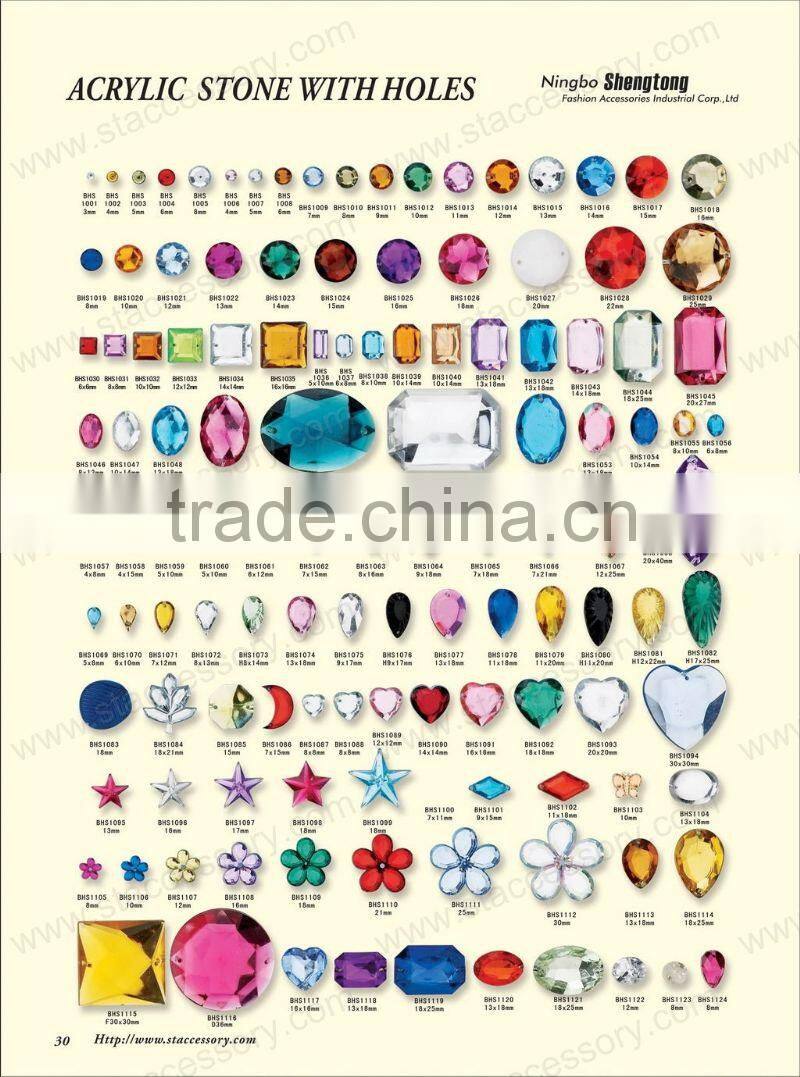 Acrylic stone with metal claw button for jewelry and clothing