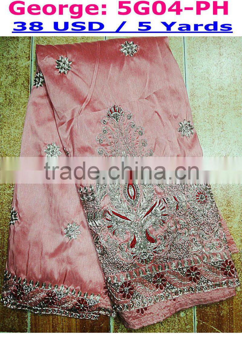 2015 Fashion african george lace High quality african george lace fabric for woman paty dressing african lace george with flower