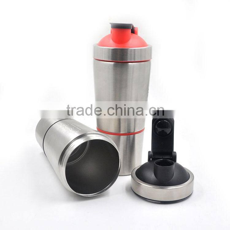 Custom Logo Metal Shaker Bottle,700ML+200ML Metal Shakers for Protein BPA free