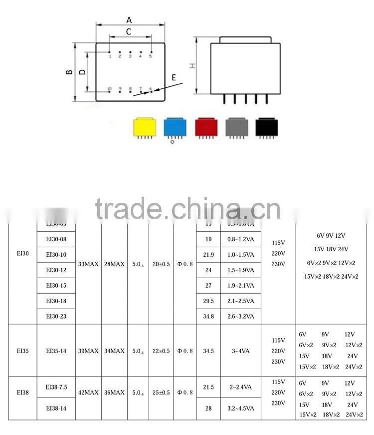 CE ROHS PCB Mount Encapsulated 240V to 3V Transformer, 440V Transformer, PCB Mount Power Transformer 4VA 9V