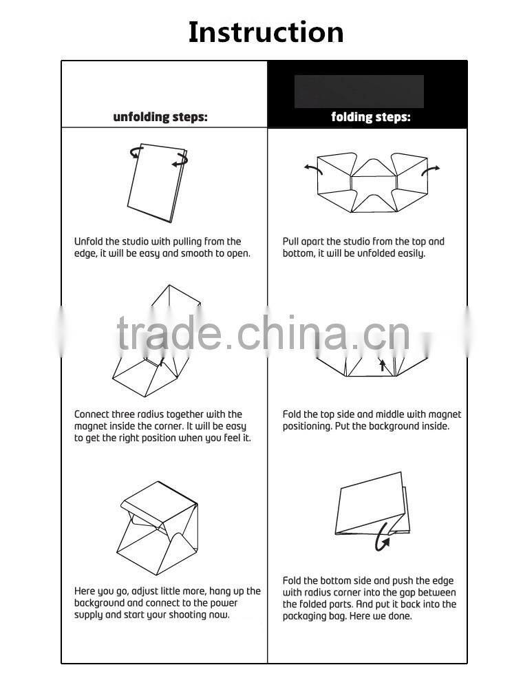 Portable Foldable Mini Photo Studio Box Case Photography Backdrop Backgroud Build-in LED Light Softbox For Shooting Small Items