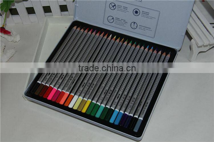2014 new products wooden color pencil with end dip/ sliver printed color pencil /color pencil in tin box
