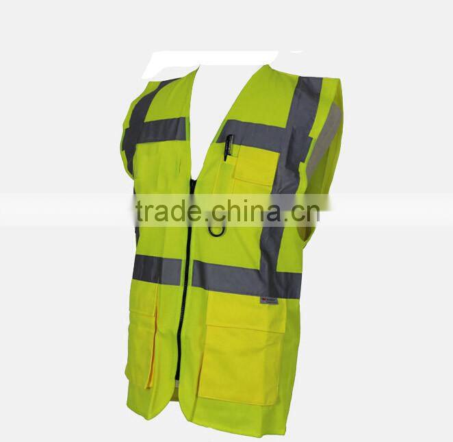 ANSI orange yellow high visibility work safety uniform reflective workwear with pockets