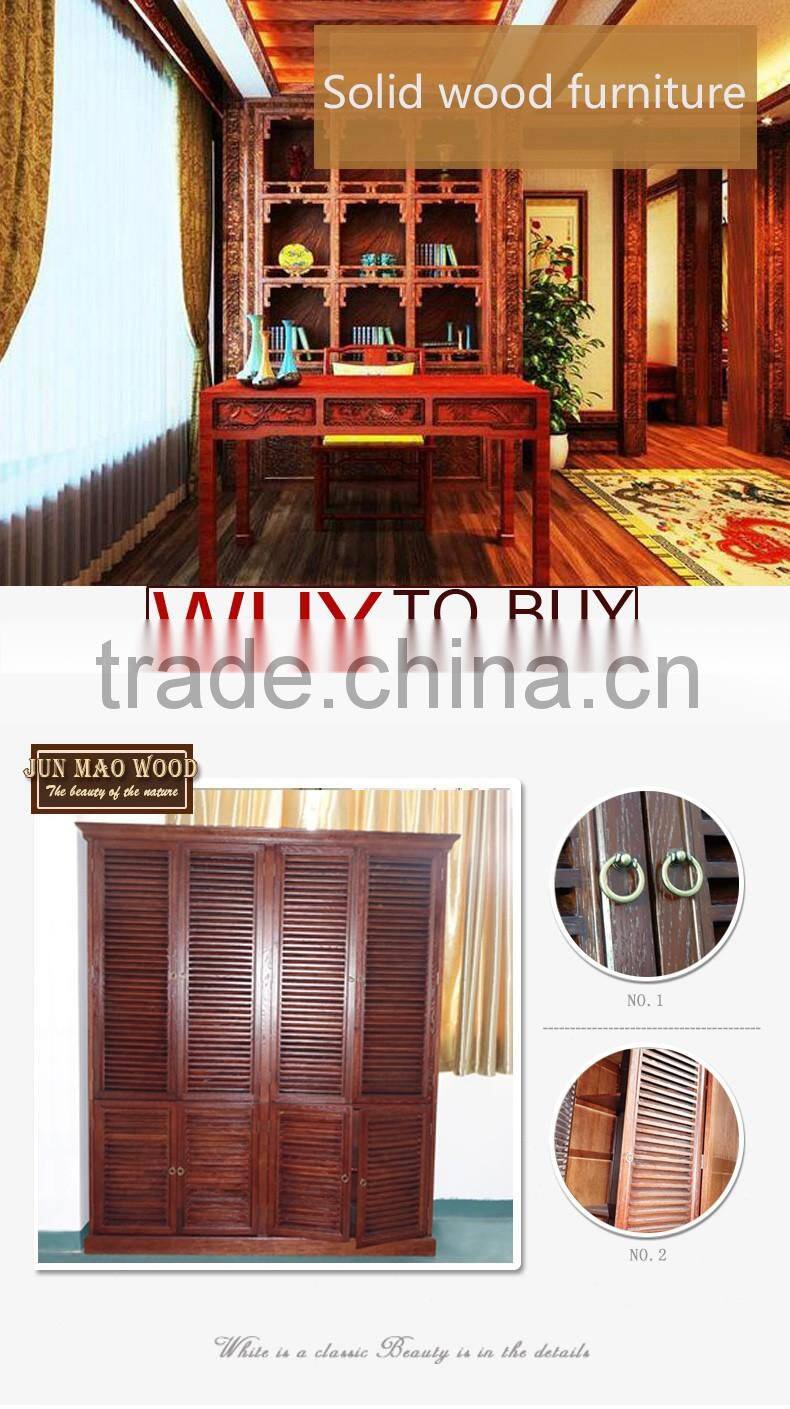 Solid Wooden Design Four Shutters Cabinet Oak Wall Wardrobes Bedroom