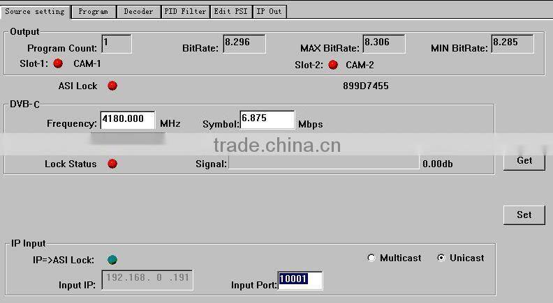 DVB-S/S2 HD Decoder (DisEqc/22KHz,DVB-S/S2+ASI+IP+2*CI in,AV+HDMI+SDI+YPbPr+IP+ASI out)