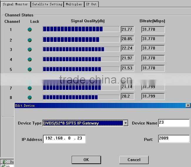 dvb-s2 to udp iptv gateway(DisEqc/22KHz,8*DVB-S2 tranponders in,SPTS UDP/multicast/Gigabit out)