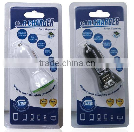 12V-24V 2.1A output usb car charger 2 port with CE ROHS FCC