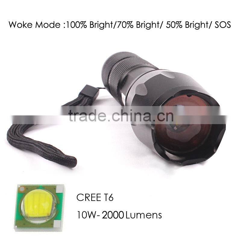 T6 /10W-2000 Lumens, Rechargeable Tactical LED Flashlight