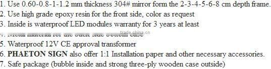 High bright waterproof outdoor light up led resin letter