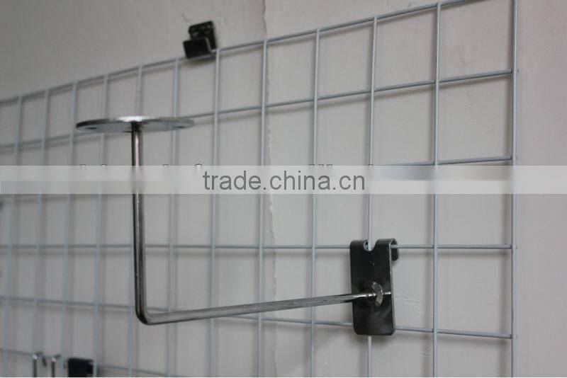 Metal hat rack for grid wall display