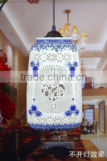 Vintage LED Pendant Light Blue White Porcelain Ceramic Loft Coffee Bar Restaurant Kitchen Lights