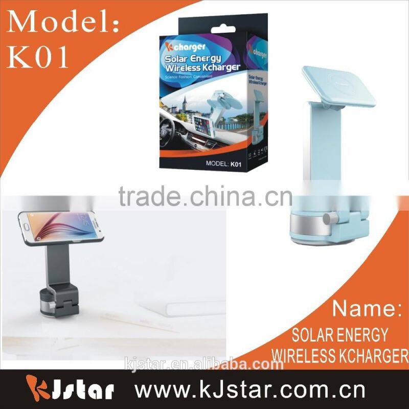 Solar energy qi standard adsorption wireless charger for smartphone