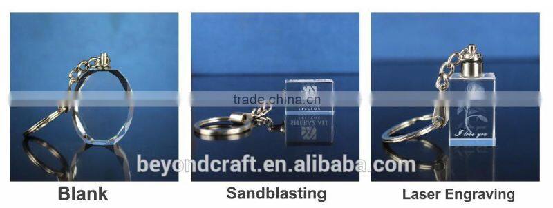 Color Print Image Crystal Glass Keychain for Birthday Gifts