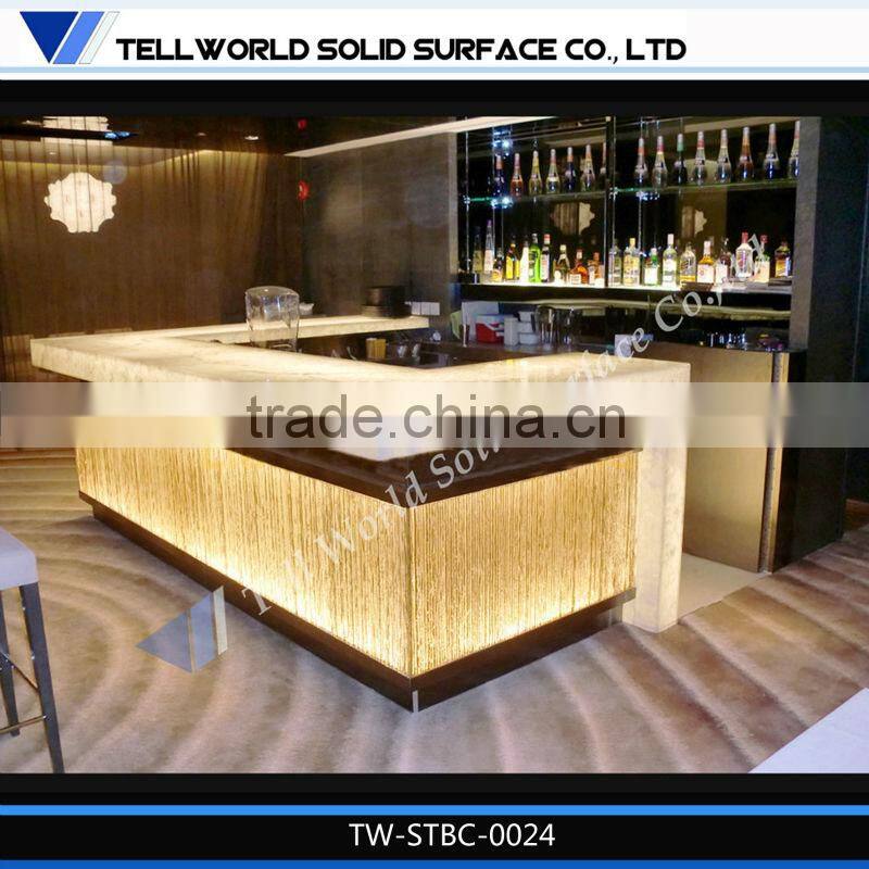 2014 modern high quality beauty luxury artificial marble mini bar counter for sale