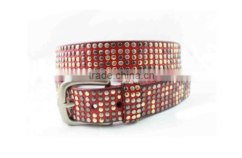 2016 New Design Unisex Genuine Leather Studs Fashion Belt Waist Belt
