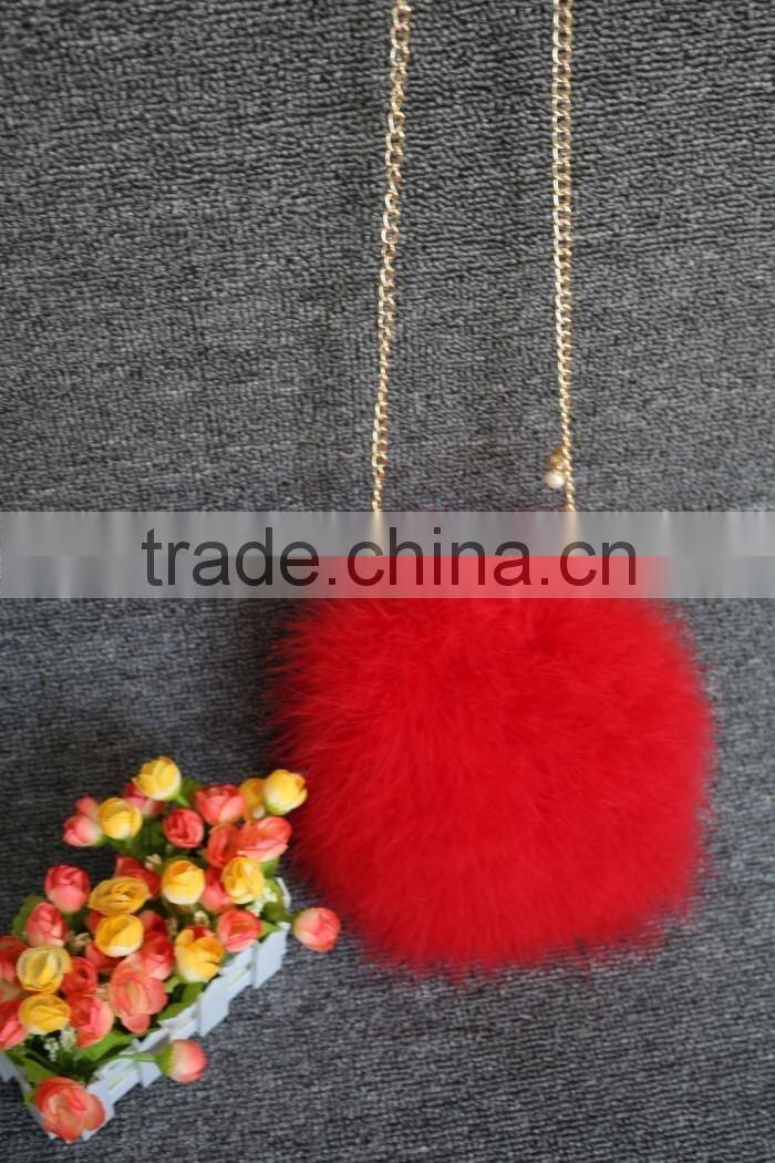 Dyed color women fashion feather fur bag turkey feather shoulder bag