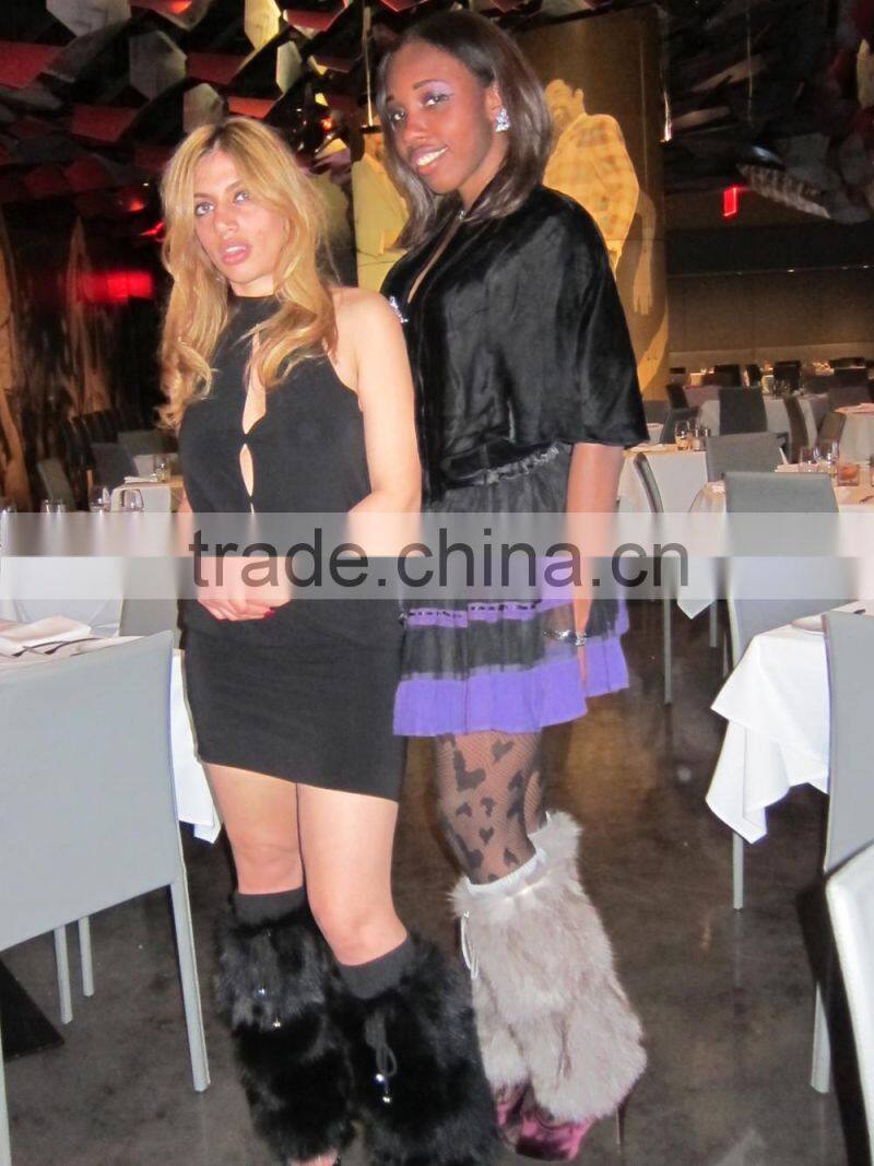 Sexy Ladies Fox Fur Leg Warmers High Knee Fur Socks Fur Boot Sleeves