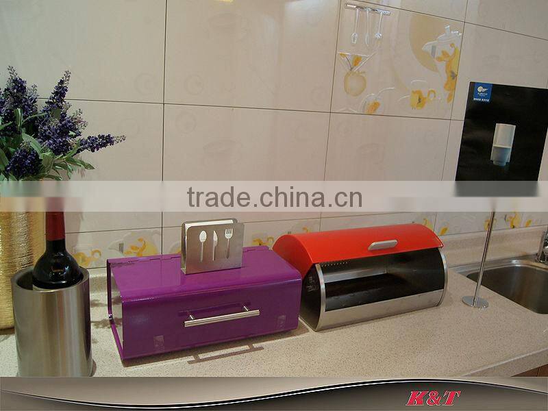 modern colorful stainless steel bread box