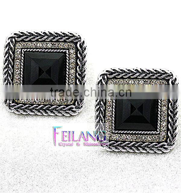 Borders Alloy Earrings Set In Black Jewelry Crystal Drop Earrings
