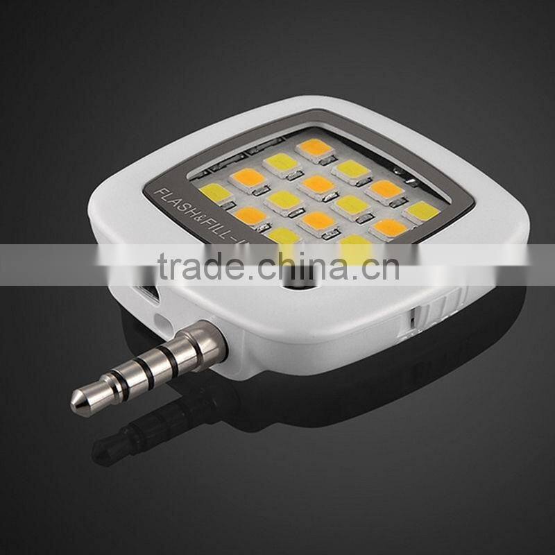 Smart Selfie 16 LED Camera External Flashlight For IOS Android Smartphone 3.5mm