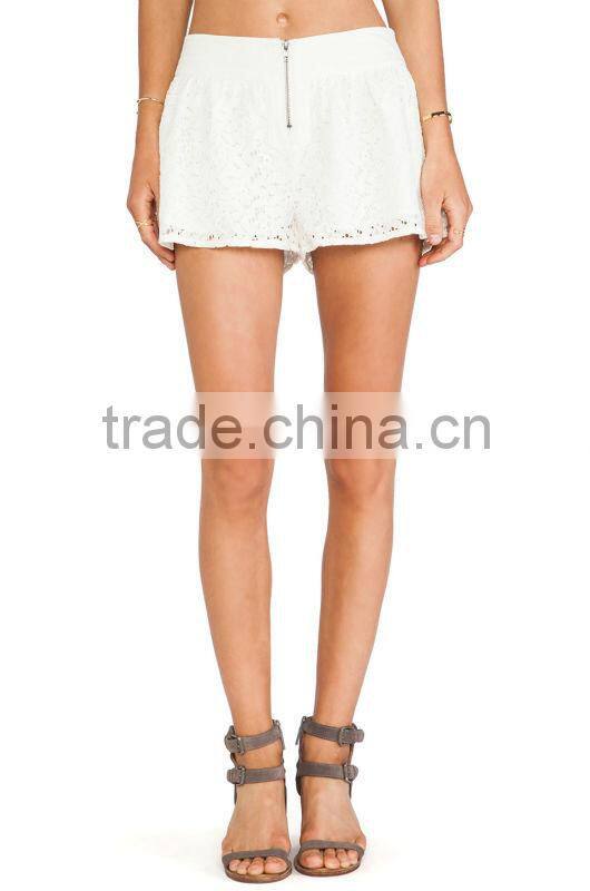 ladies crochet white lace shorts