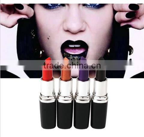 Wholesale High Quanlity Sexy Safe Black Purple Colors Brands Natural Matte Waterproof Lipstick