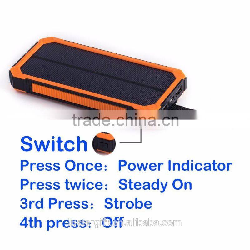 Best selling products solar power bank charger 20000mAh with LED light