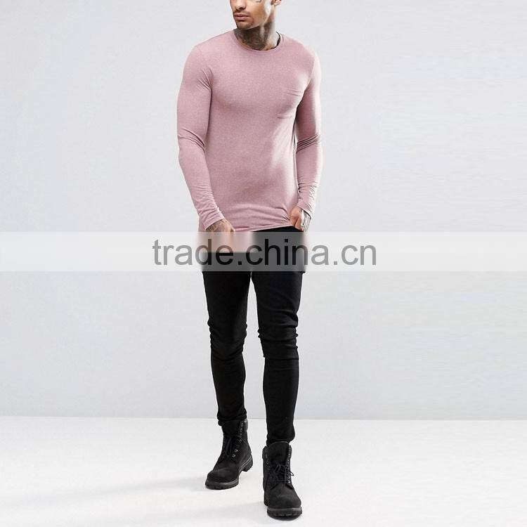 t shirt manufacturer bangladesh muscle slim fit crew neck plain pink long sleeve t shirt